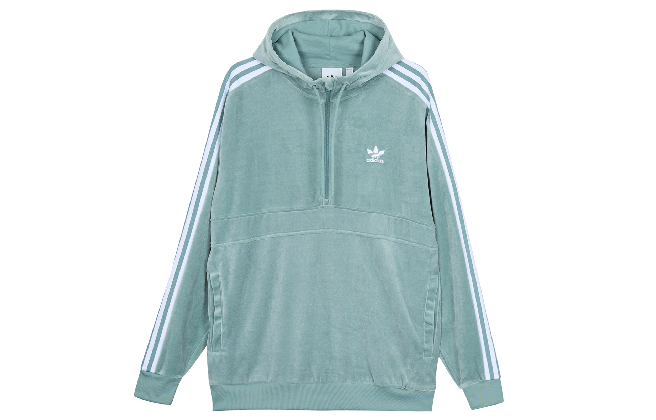 adidas Originals Green Half-Zip Pullover Hoodie DV1624