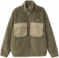 adidas Originals Green Logo Embroidered Multi-Pocket Zip-Up Jacket IC8163