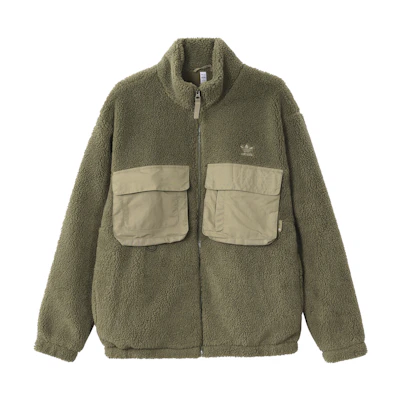 adidas Originals Green Logo Embroidered Multi-Pocket Zip-Up Jacket IC8163
