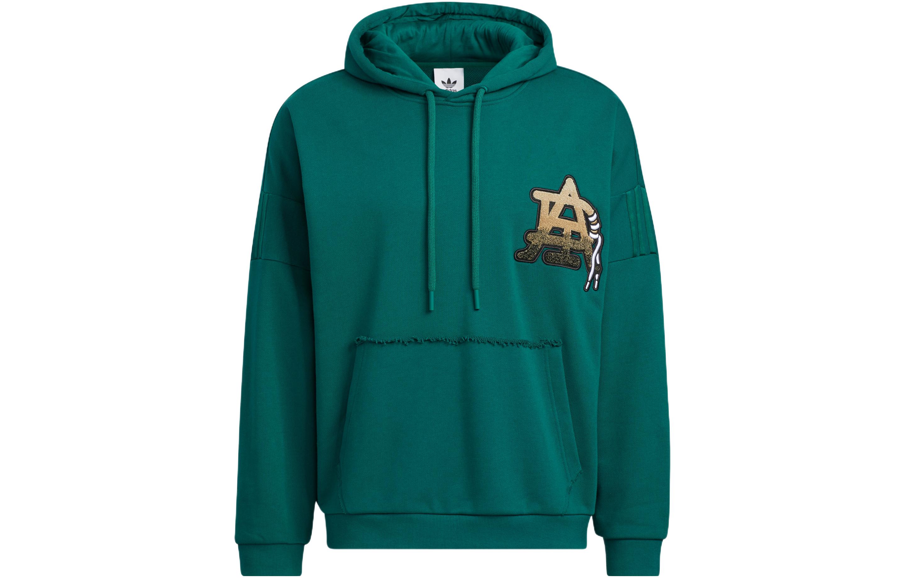 adidas Originals Green Logo Hoodie with Drawstring and Print Design HS7286
