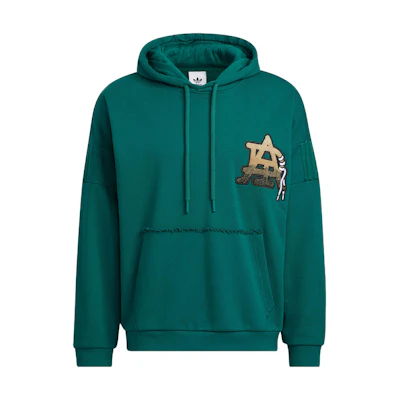 adidas Originals Green Logo Hoodie with Drawstring and Print Design HS7286