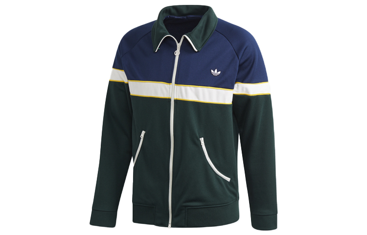 adidas Originals Green Retro Colorblock Track Jacket with Stand Collar FM2195