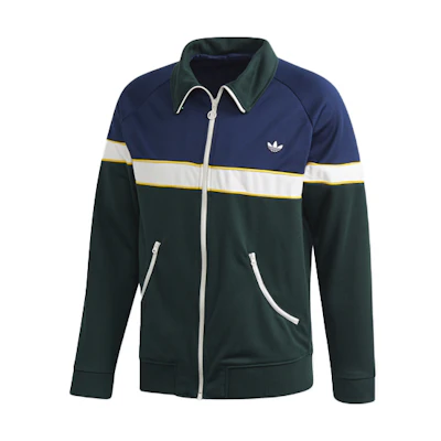adidas Originals Green Retro Colorblock Track Jacket with Stand Collar FM2195