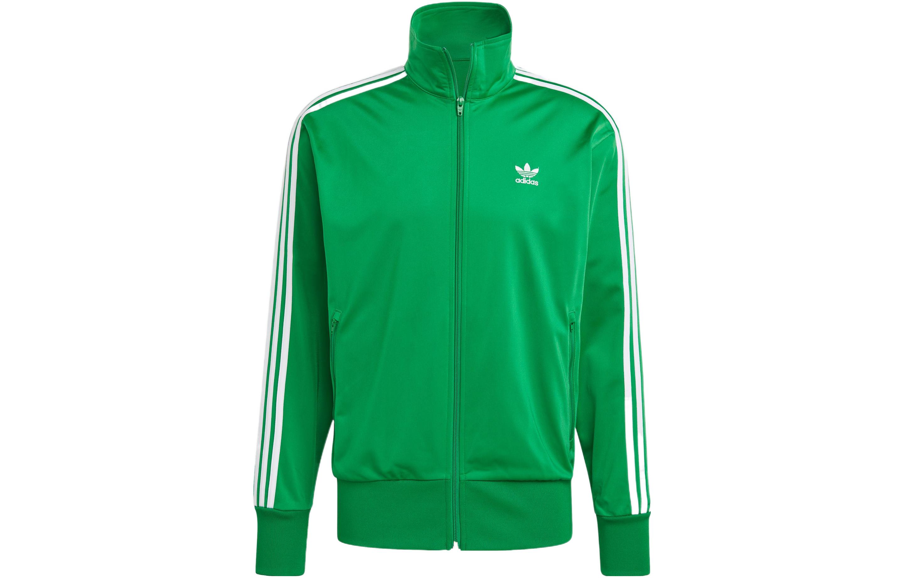 adidas Originals Green Retro Track Jacket with Striped Logo Design GN3512