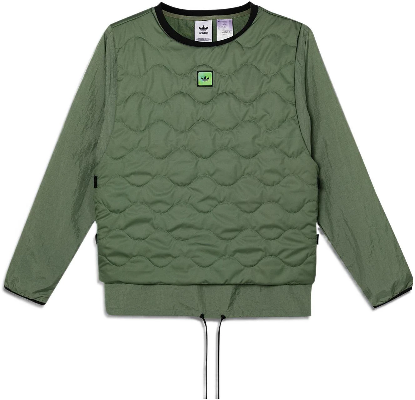 adidas-originals-green-solid-color-crewneck-sweatshirt-two-piece-set-gv-0935