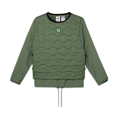 adidas Originals Green Solid Color Crewneck Sweatshirt Two-Piece Set GV0935