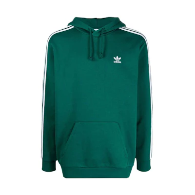adidas Originals Green Stripe Logo Print Pullover Hoodie HE9475