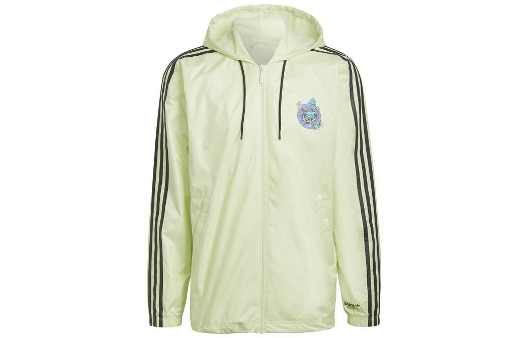 adidas Originals Green Zip-Up Striped Logo Hoodie Jacket HF4865