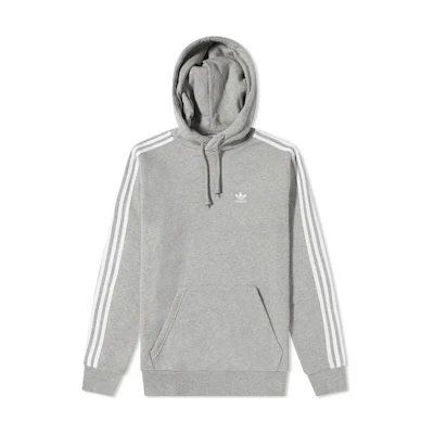 adidas Originals Grey Hoodie with Logo Embroidery and Drawstring H06675