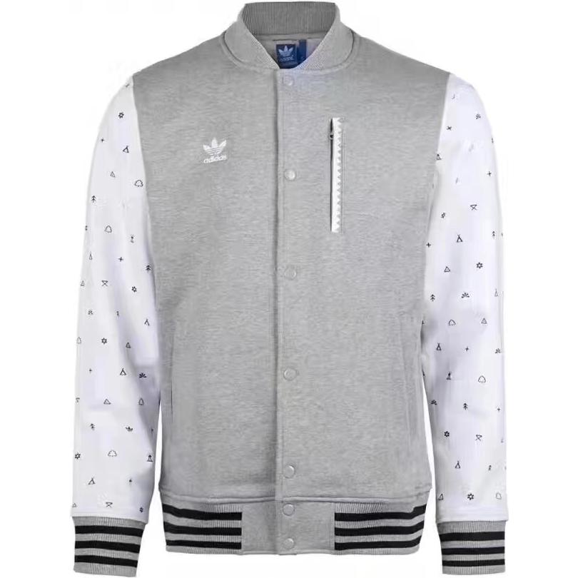 adidas Originals Grey Patterned Long-Sleeve Sports Jacket with Snap Buttons AC0499