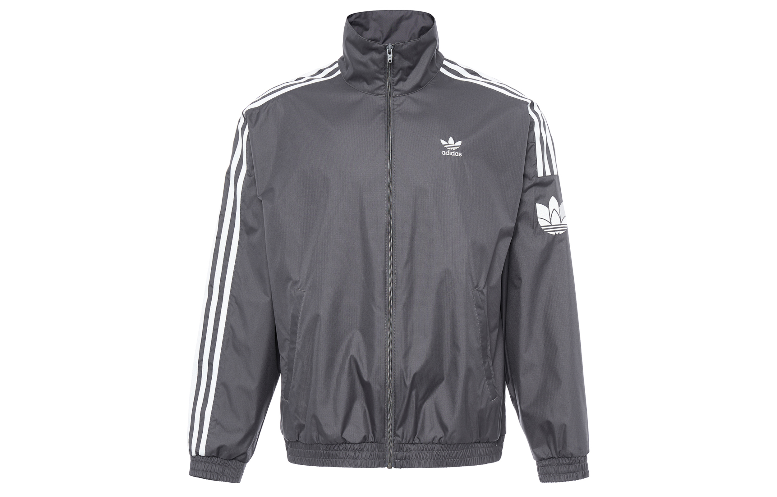 adidas Originals Grey Track Jacket with Side Stripes Unisex Full-Zip Design JI7533