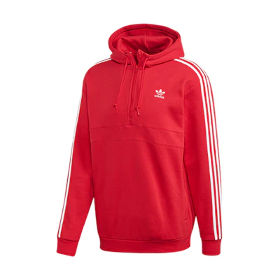 adidas Originals Half-Zip Fleece Pullover Hoodie Red FM3763