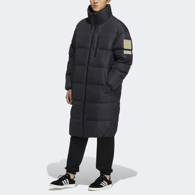Shop adidas Originals Heavy Fill Down Jacket Long Winter Coat Black Hooded H58055