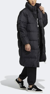 adidas Originals Heavy Fill Down Jacket Long Winter Coat Black Hooded H58055 Details for adidas Originals Heavy Fill Down Jacket Long Winter Coat Black Hooded H58055