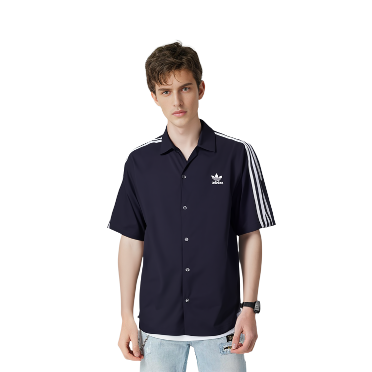 Details for 아디다스 오리지널 홈 오브 클래식 스트라이프 버튼업 셔츠 블랙 HS2074