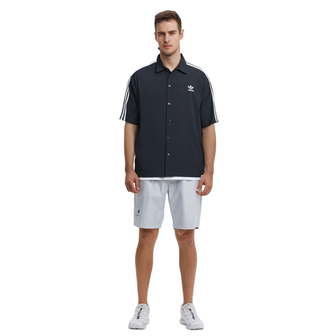 Sizing 아디다스 오리지널 홈 오브 클래식 스트라이프 버튼업 셔츠 블랙 HS2074
