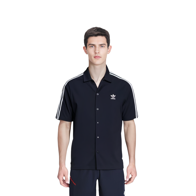 Cheap 아디다스 오리지널 홈 오브 클래식 스트라이프 버튼업 셔츠 블랙 HS2074