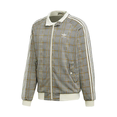 Adidas Originals Houndstooth Casual Track Jacket Mens Khaki ED6131