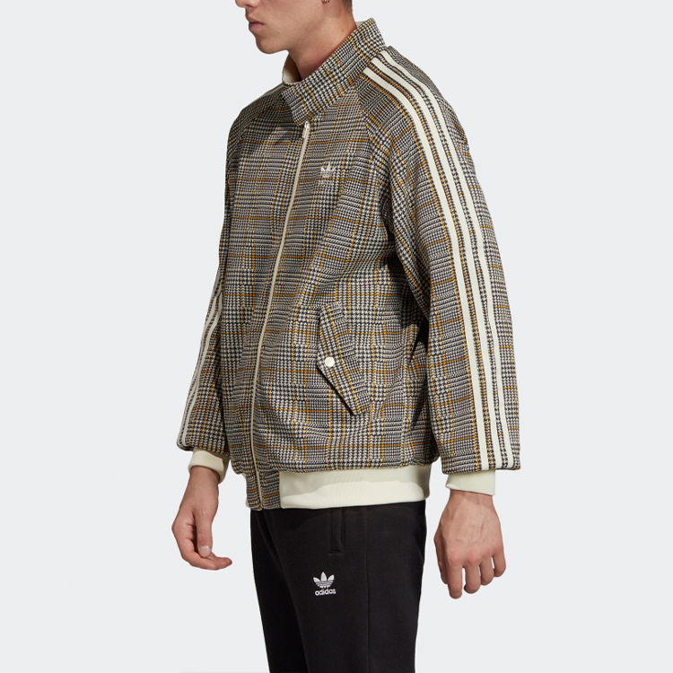 Adidas Originals Houndstooth Casual Track Jacket Mens Khaki ED6131 圖 5