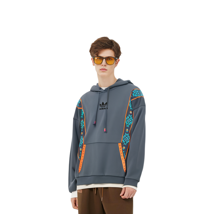 Purchase 아디다스 오리지널 잉크 블루 프린트 풀오버 후디 GU1544