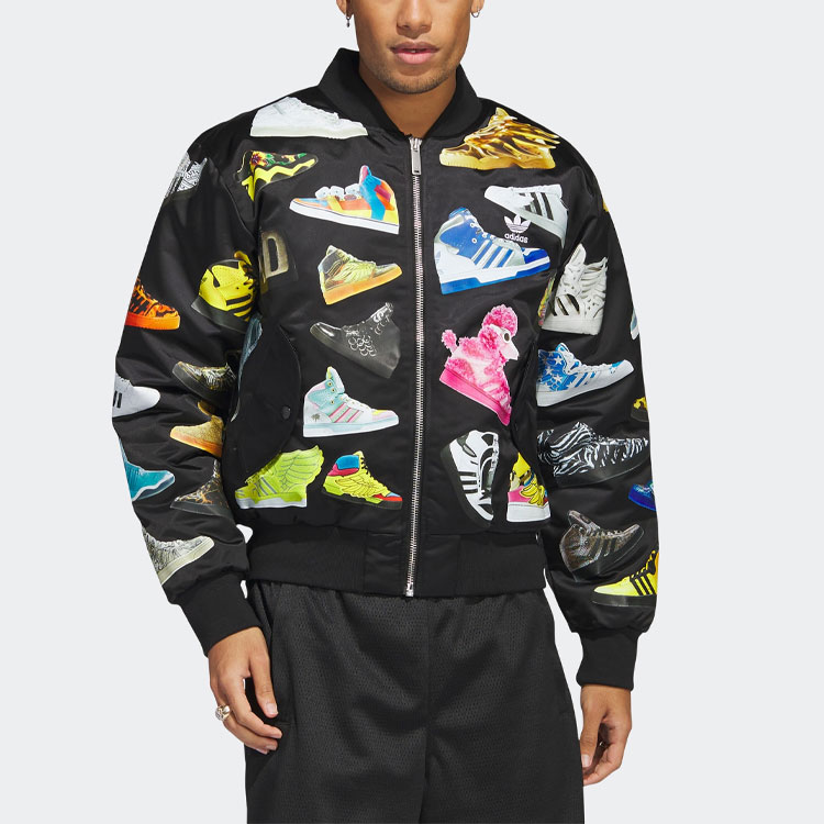 Shop adidas Originals Jeremy Scott 男裝黑色復刻外套及鞋款聯名款式。 IA0098