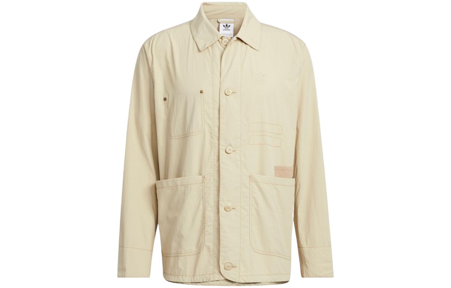 adidas Originals Khaki Single-Breasted Stitch Shirt Jacket for Men HM8015