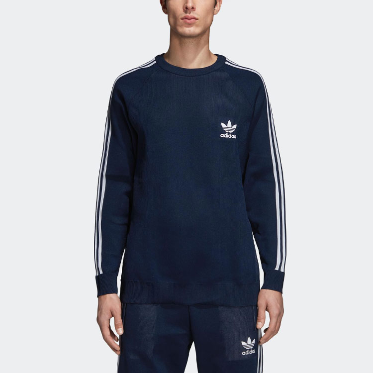 Shop adidas Originals 針織圓領套頭衫 海軍藍 - 開學季特別版 DH5751