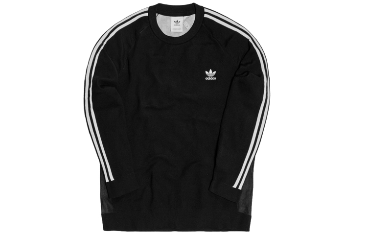 adidas Originals Knit Crew Striped Pullover Sweatshirt Black DH5754