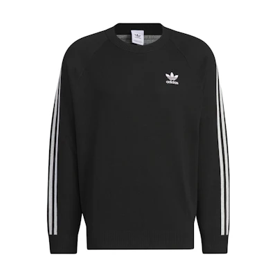adidas Originals Knit Striped Crewneck Pullover Sweatshirt Unisex Black IX7817