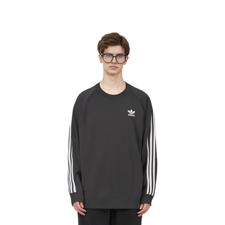 Details for adidas Originals 黑色條紋針織圓領長袖衫 男女款 IX7817