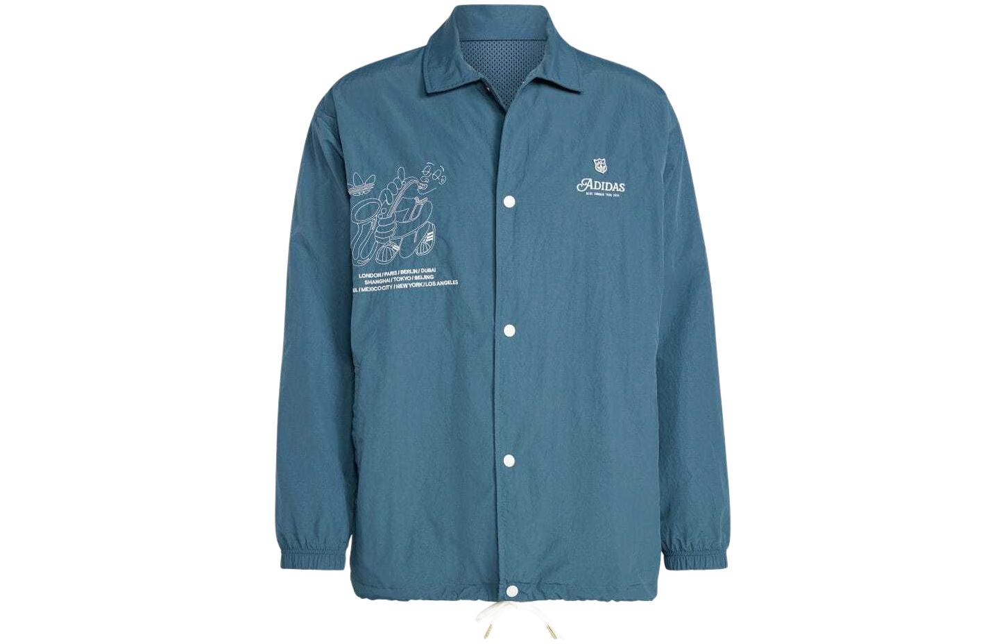 adidas Originals Leisure Coach Jacket Blue - Letter Landscape Print Jacket IS2949