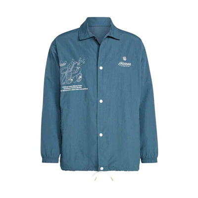 adidas Originals Leisure Coach Jacket Blue - Letter Landscape Print Jacket IS2949