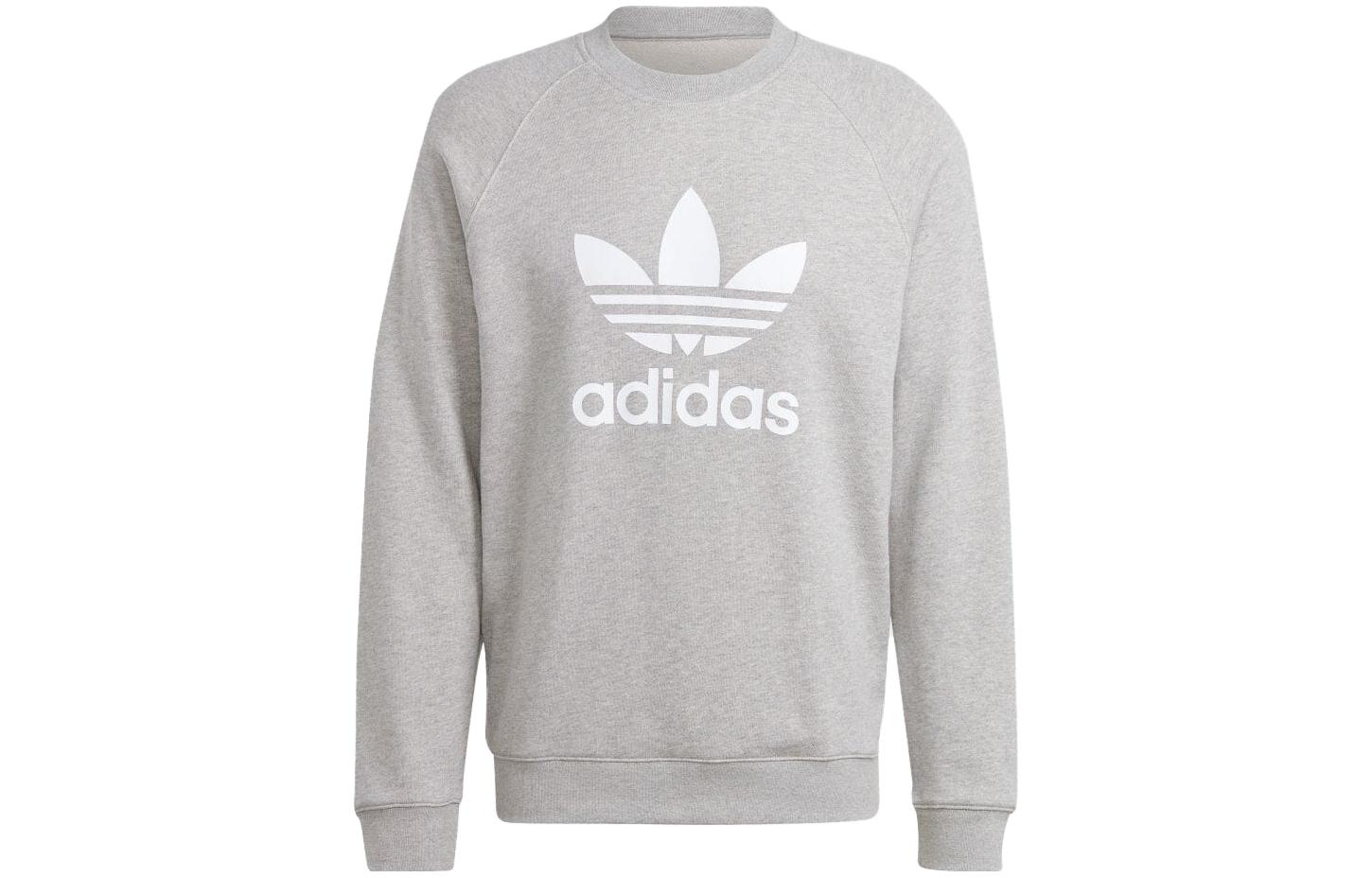 adidas Originals Letter Print Crewneck Long Sleeve Sweatshirt Men’s Grey IM4501