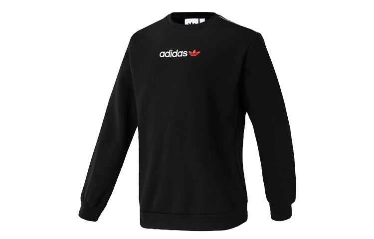 adidas Originals Linear Crew Logo Printed Sweatshirt Black Casual Wear FT9281