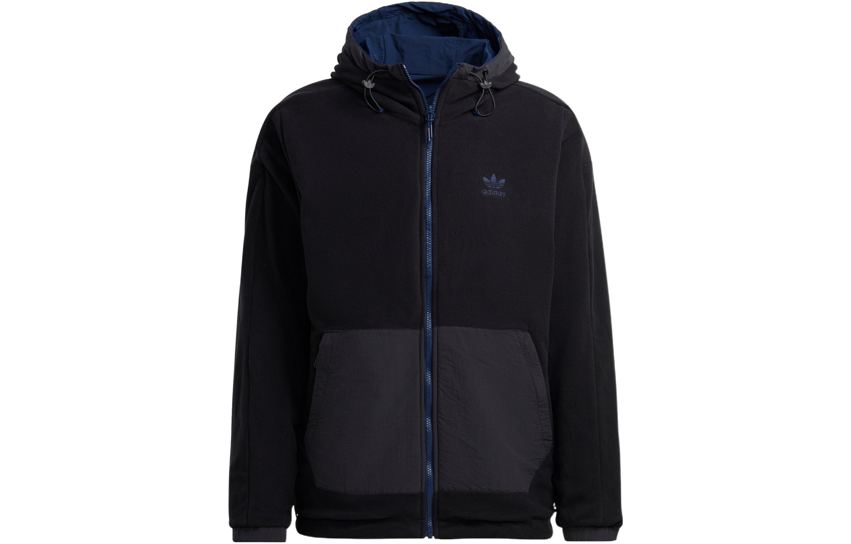 Lookbook adidas Originals Jaket Boleh Balik Navy Biru Berjalur Hoodie Logo HL9188