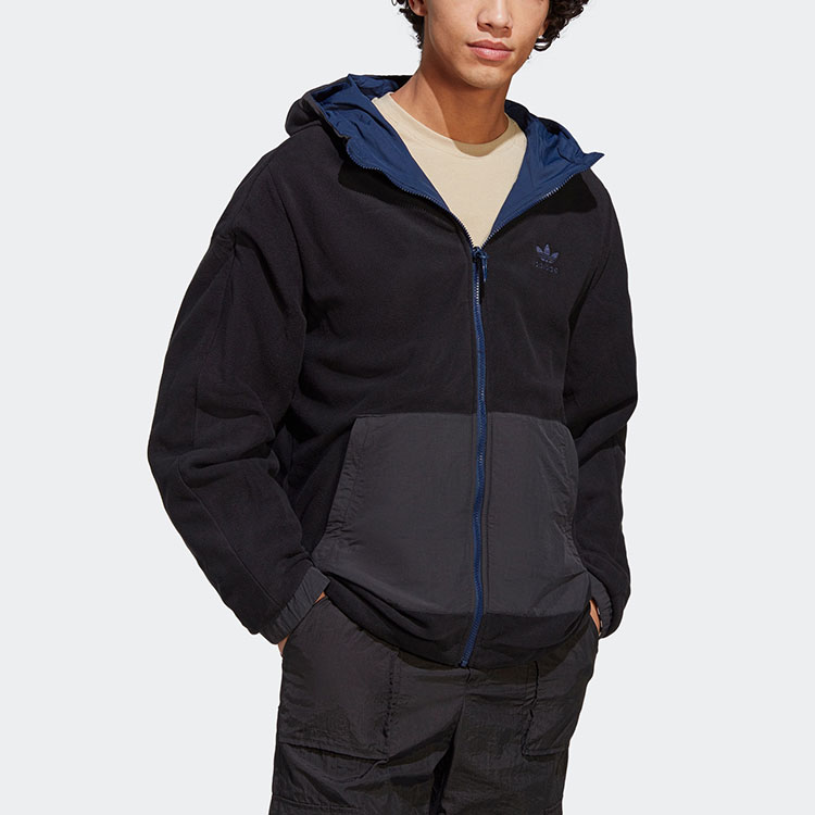 Details for adidas Originals Jaket Boleh Balik Navy Biru Berjalur Hoodie Logo HL9188