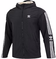 adidas Originals Lock-Up Reversible Striped Hooded Windbreaker Jacket Black HL9186 adidas Originals Lock-Up Reversible Striped Hooded Windbreaker Jacket Black HL9186