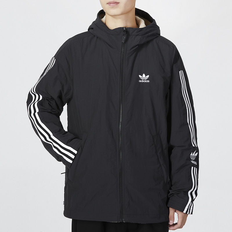Details for adidas Originals 雙面條紋連帽防風外套 黑色 HL9186