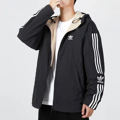adidas Originals 雙面條紋連帽防風外套 黑色 HL9186 Cheap adidas Originals 雙面條紋連帽防風外套 黑色 HL9186
