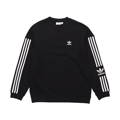 adidas Originals Lock Up Colorblock 3-Stripes Fleece Crewneck Sweatshirt Black Men ED6121