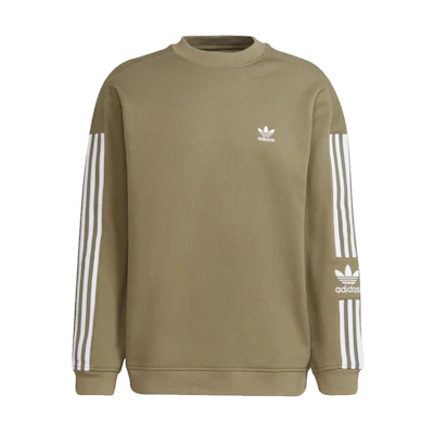 adidas Originals Lock Up Crew Olive Embroidered Logo Stripe Sweatshirt H41317