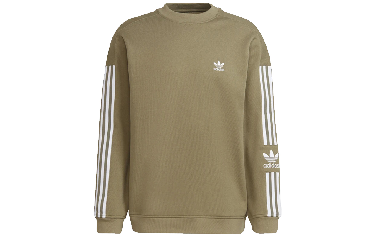adidas Originals Lock Up Crew Olive Embroidered Logo Stripe Sweatshirt H41317 圖 2