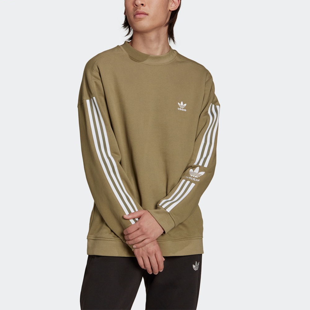 adidas Originals Lock Up Crew Olive Embroidered Logo Stripe Sweatshirt H41317 圖 3
