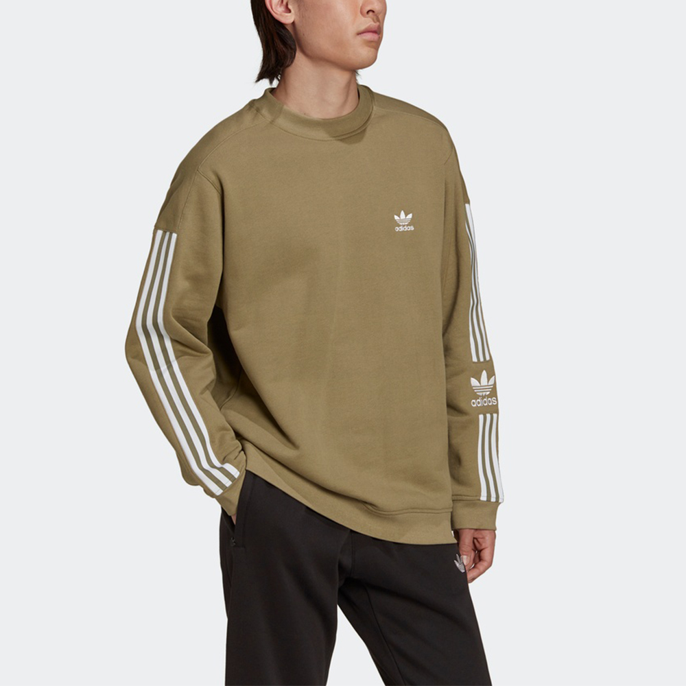adidas Originals Lock Up Crew Olive Embroidered Logo Stripe Sweatshirt H41317 圖 5