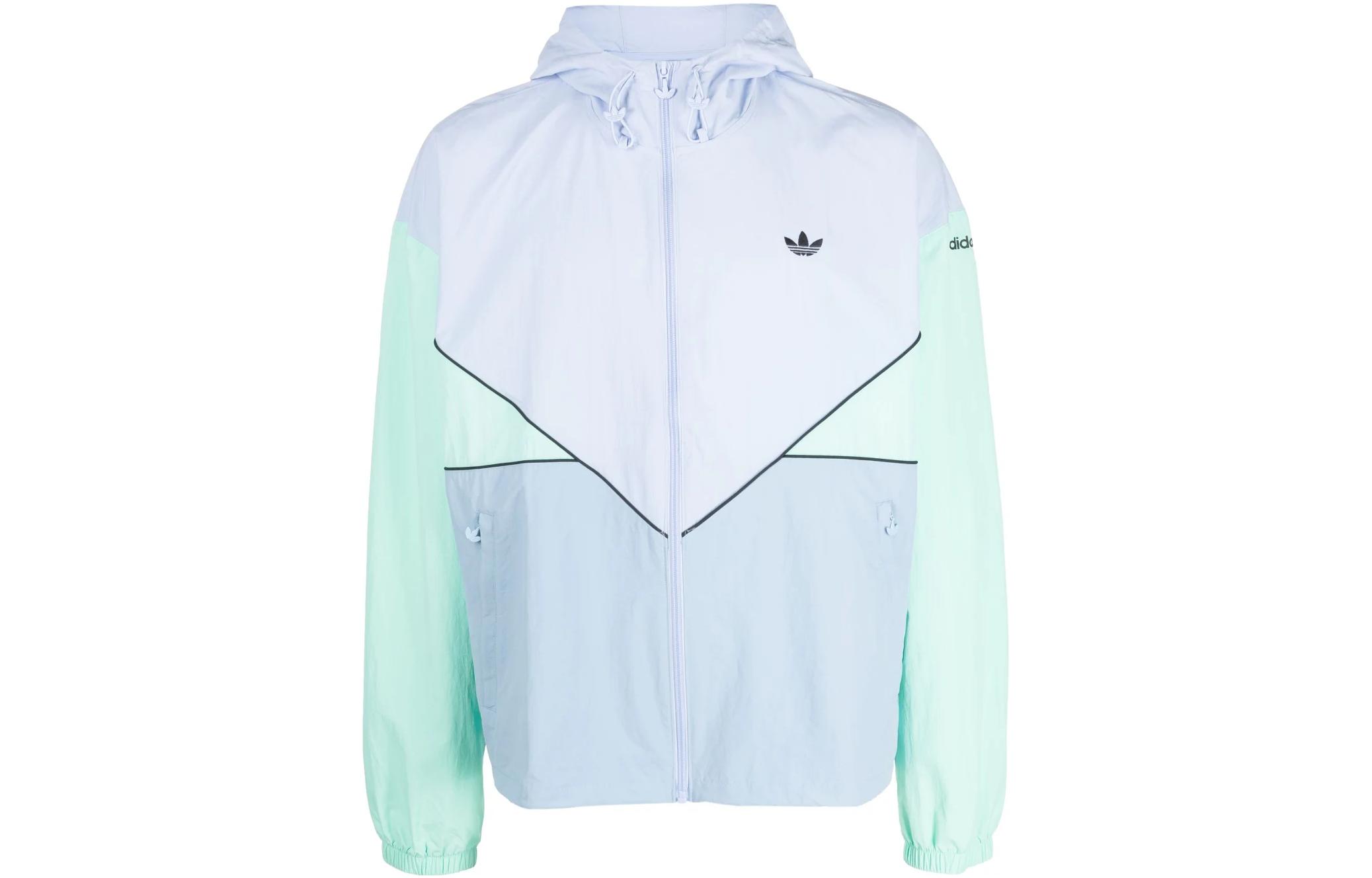 adidas Originals Logo Embroidered Colorblock Hoodie Jacket Men’s Pink Blue HR8934