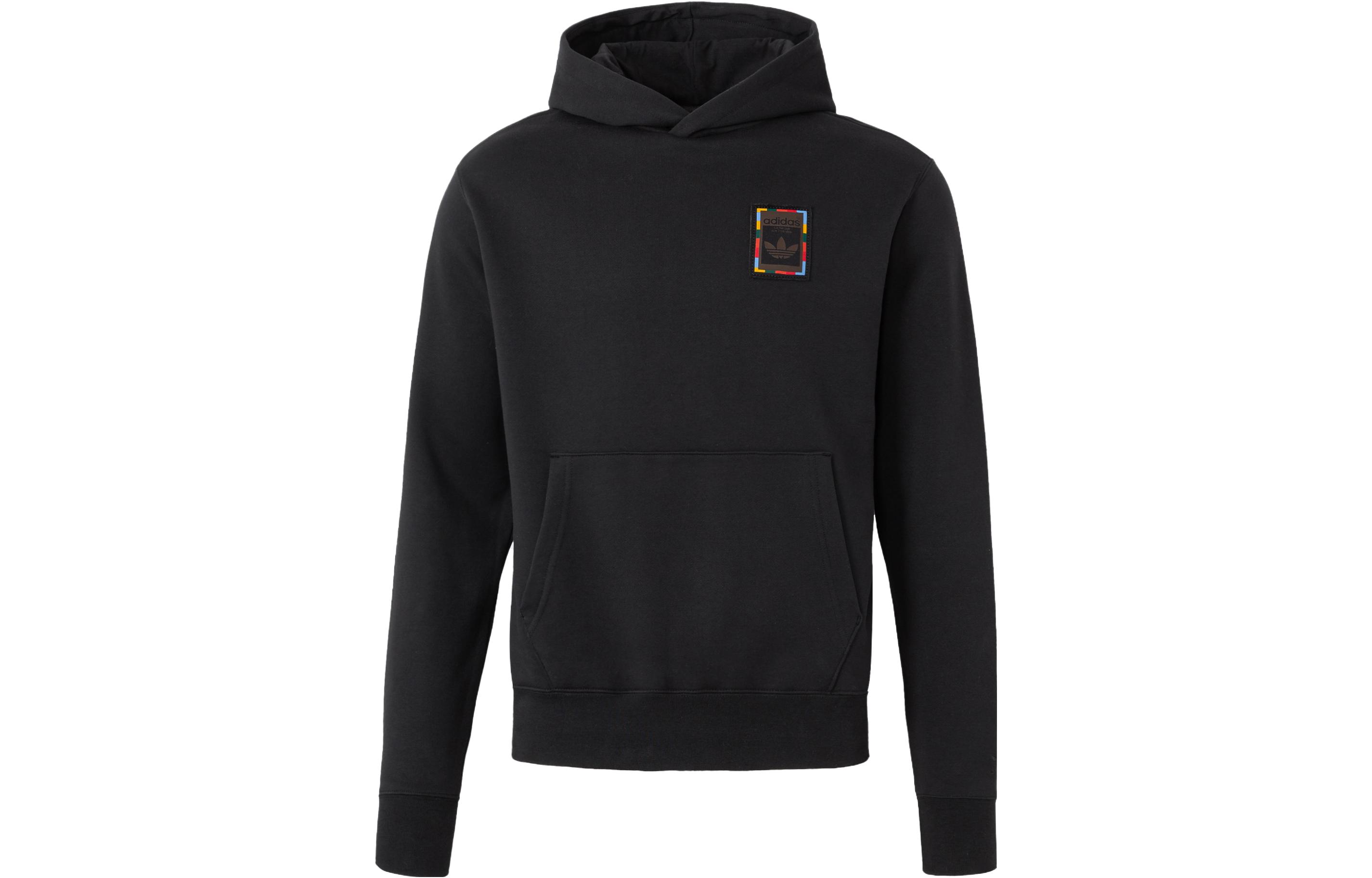 adidas Originals Logo Embroidered Pullover Hoodie Unisex Black IP7540