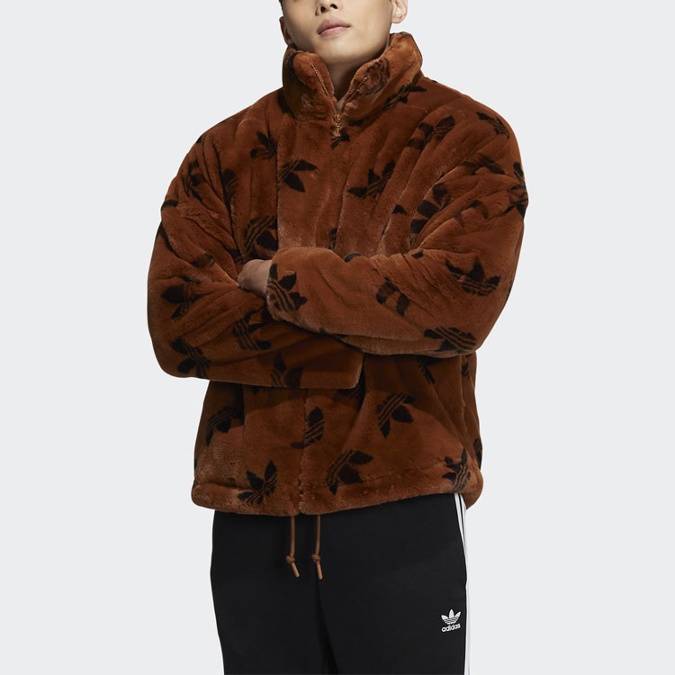 Lookbook adidas Originals 標誌刷毛外套 棕色 男女冬季時尚款 HI4657