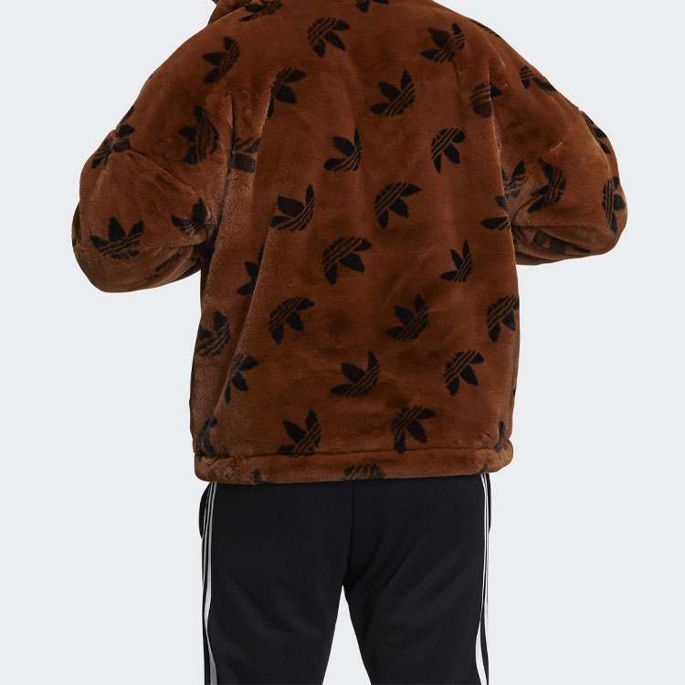 Shop adidas Originals 標誌刷毛外套 棕色 男女冬季時尚款 HI4657