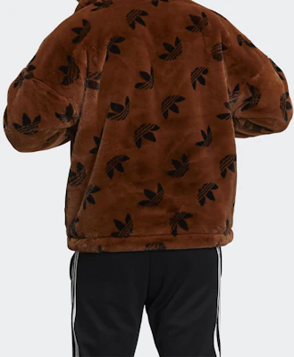 adidas Originals 標誌刷毛外套 棕色 男女冬季時尚款 HI4657 Shop adidas Originals 標誌刷毛外套 棕色 男女冬季時尚款 HI4657