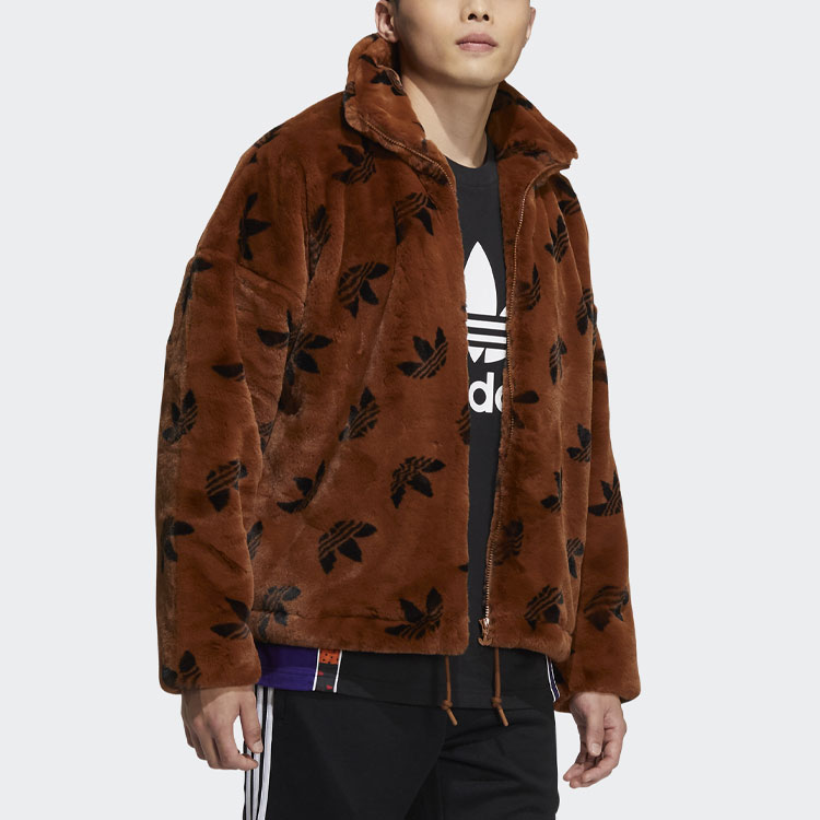Purchase adidas Originals 標誌刷毛外套 棕色 男女冬季時尚款 HI4657